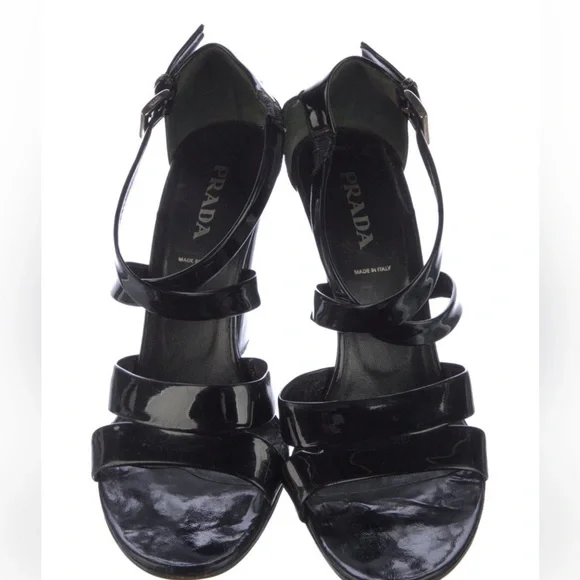 Prada black patent leather heeled sandals 39 - Picture 3 of 8